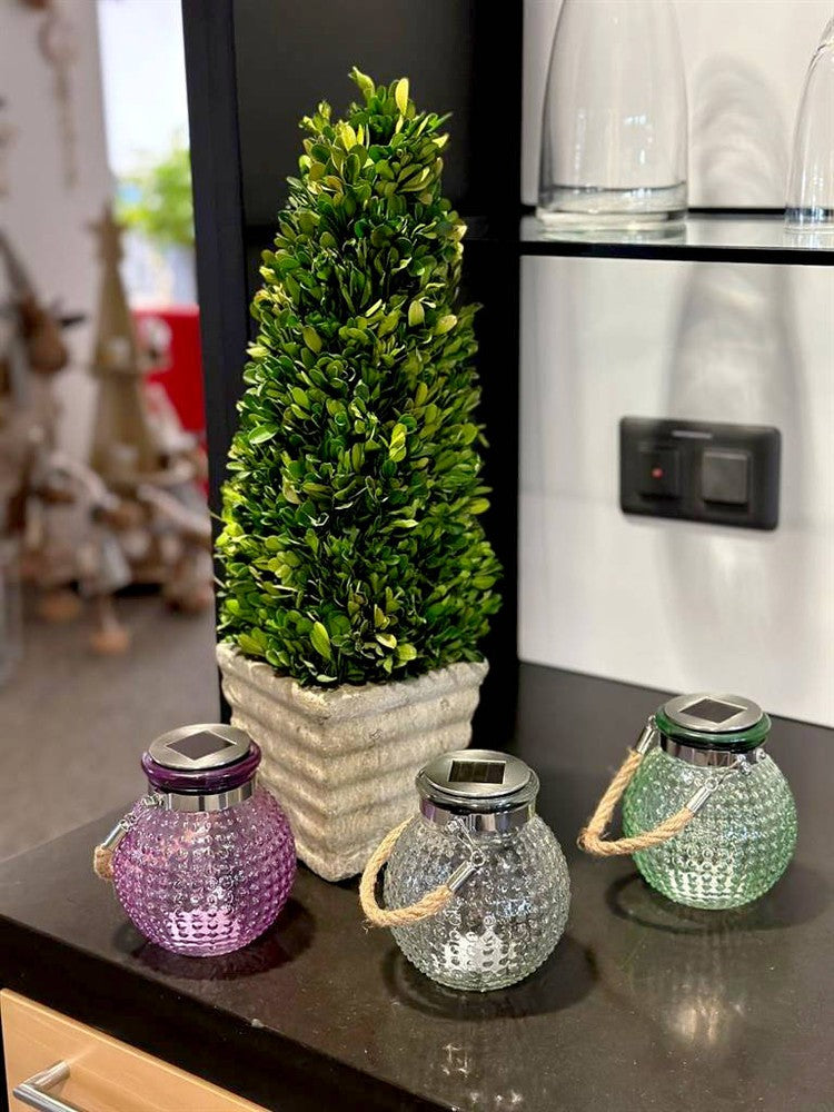 3er Set LED SOLAR WINDLICHT in den Farben Lila, Grün und Transparent