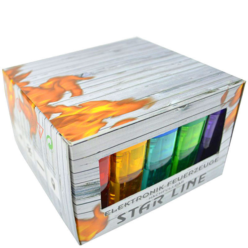 50 Elektronik FEUERZEUGE farbig transparent nachfüllbar
