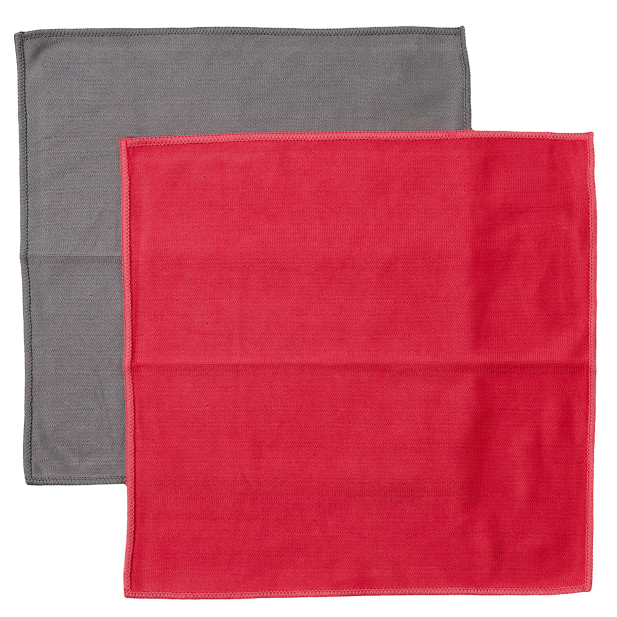 JE CHERCHE UNE IDEE Mikrofasertücher für Glas 30 × 30 cm, 2er-Set Rot/Grau