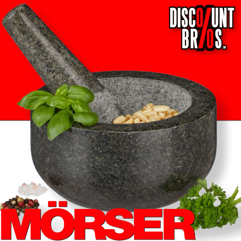 XL MÖRSER mit Stössel aus schwarzem Granit Stein Ø16cm