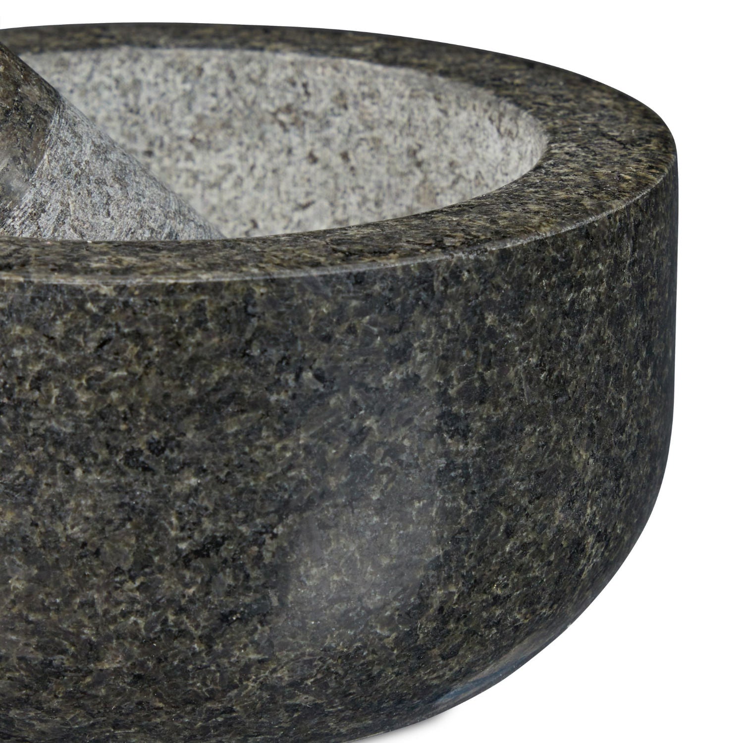 XL Mörser mit Stössel aus Schwarzem Granit Stein Ø16 cm