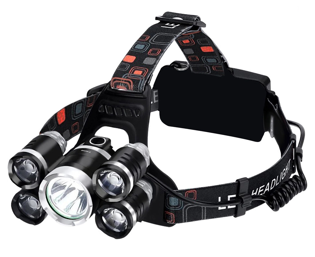 Trizand LED-Stirnlampe mit fünf Cree-T6-LEDs und Kopfband