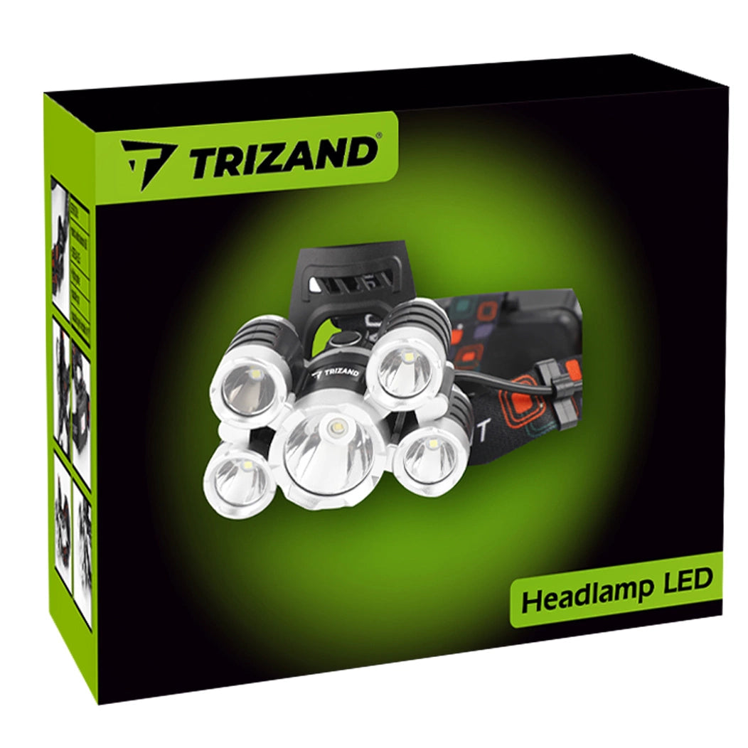 Verpackung der Trizand LED-Stirnlampe mit fünf LEDs