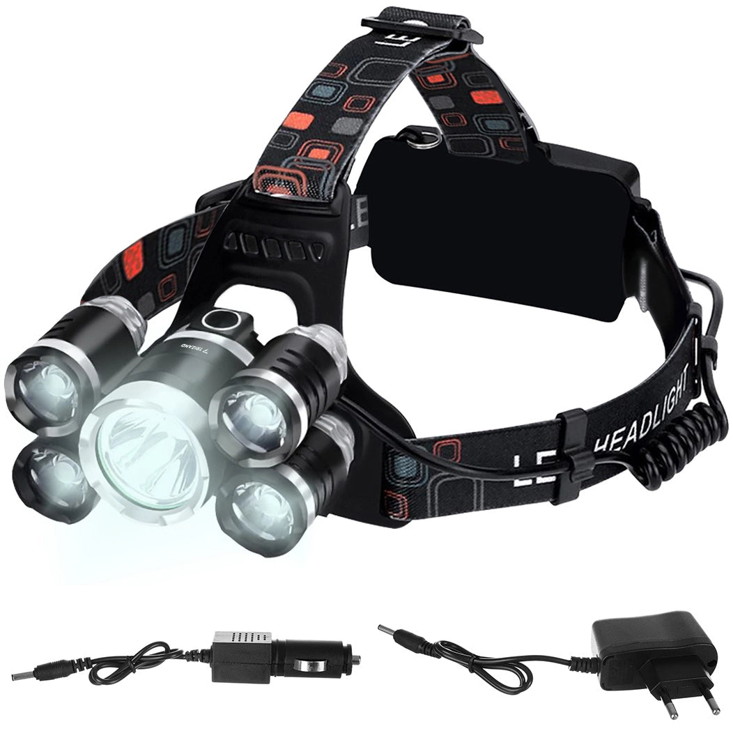 Trizand LED-Stirnlampe mit Netzladegerät und Autoladegerät