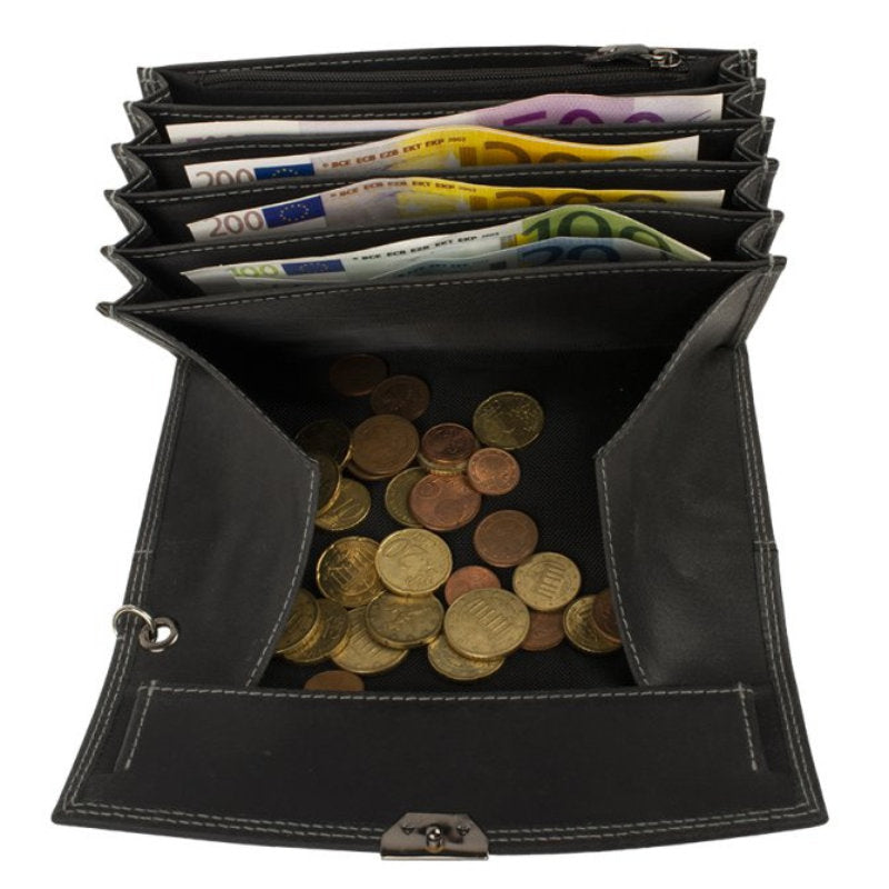 Profi KELLNER PORTEMONNAIE Geldbörse inkl. Kellnerholster aus Echtleder SCHWARZ