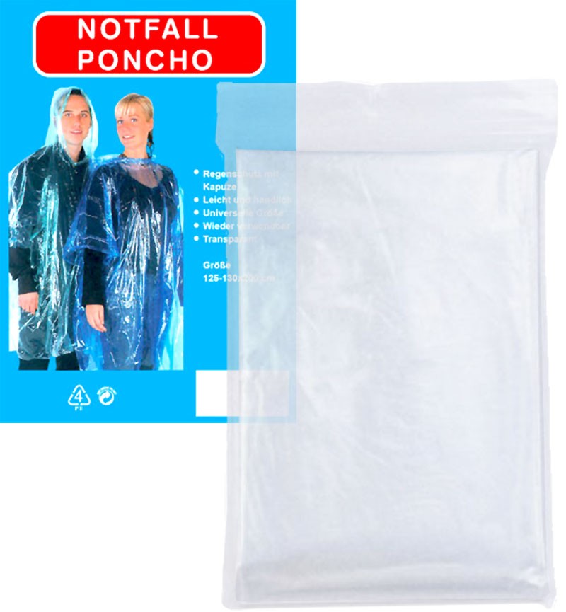 10 Stk. Regenponcho für den Notfall Transparent
