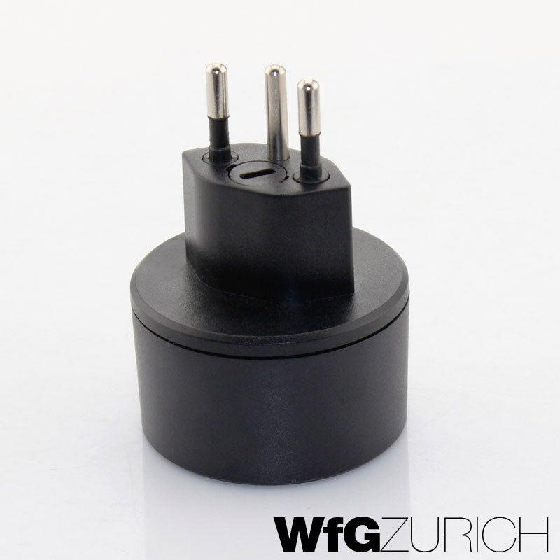 Reiseadapter Übergangs-Stecker SCHUKO (Typ F CEE 7) > Schweiz / CH (T12)