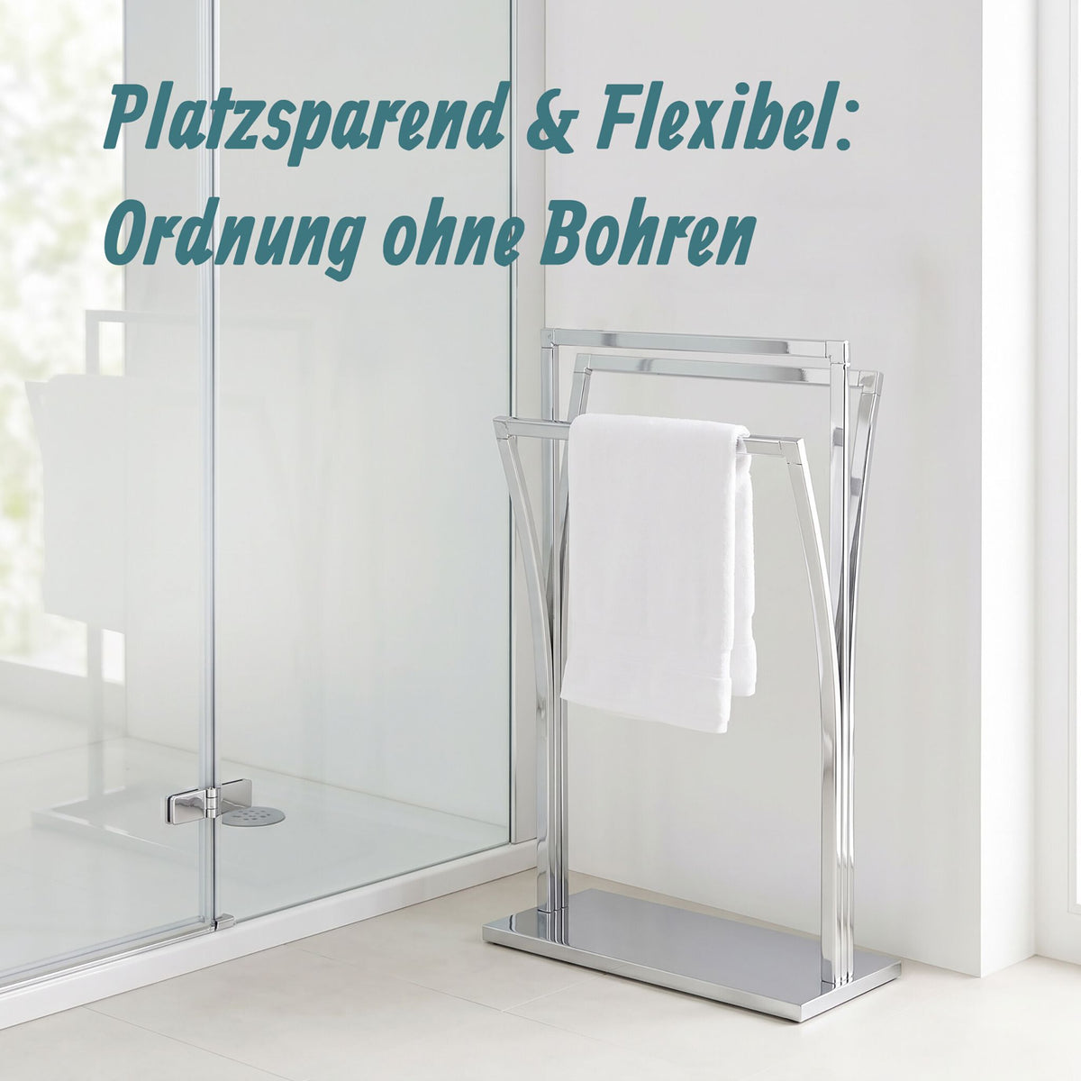 Relaxdays Handtuchständer aus Edelstahl mit drei Stangen, Herstelleransicht 2