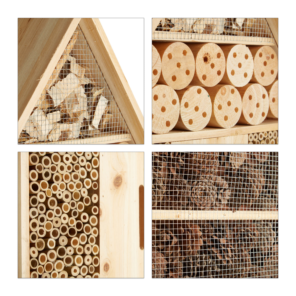 Relaxdays Insektenhotel natur XL mit dargestellten Abmessungen