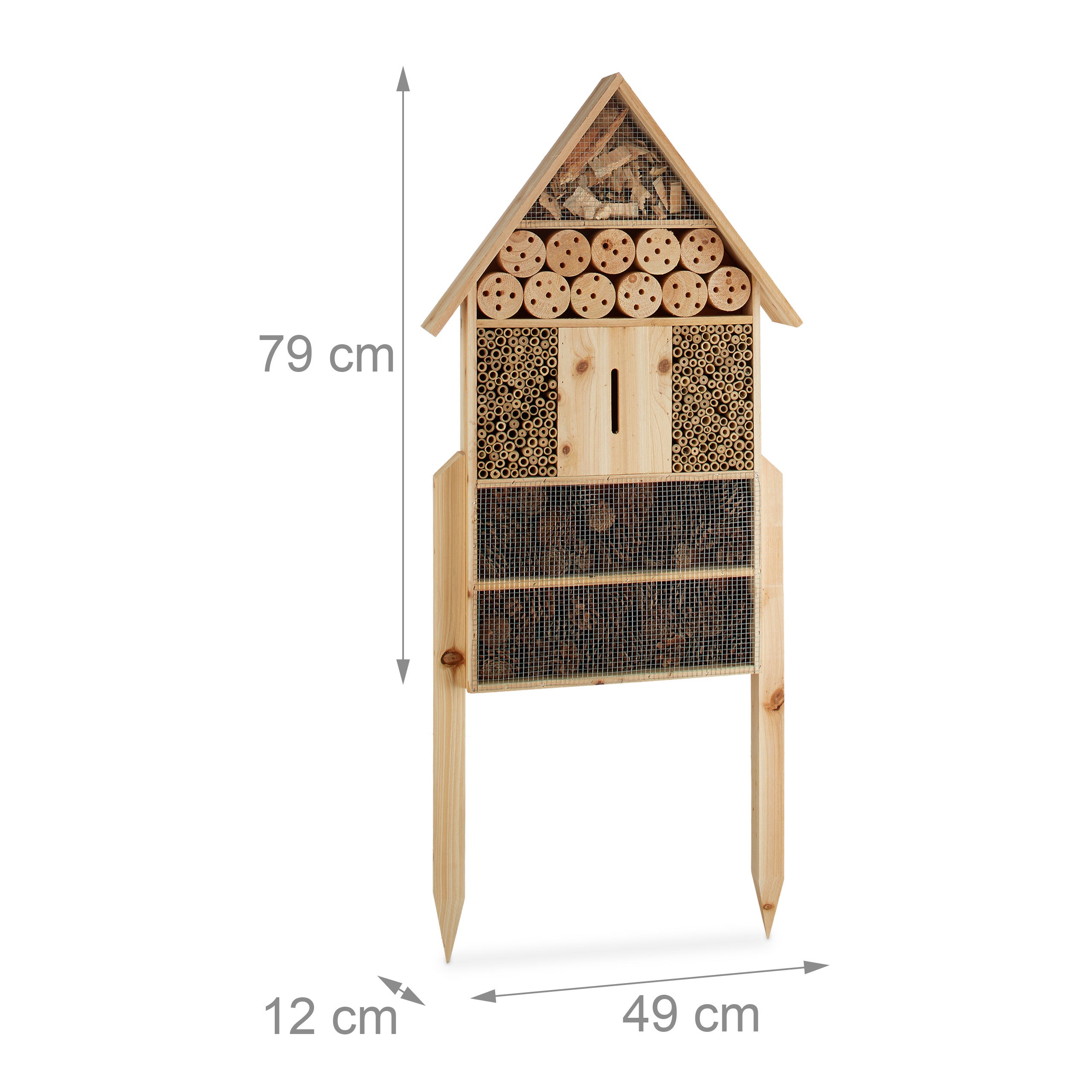 Relaxdays Insektenhotel natur XL mit Standfüssen und Bodenpflöcken