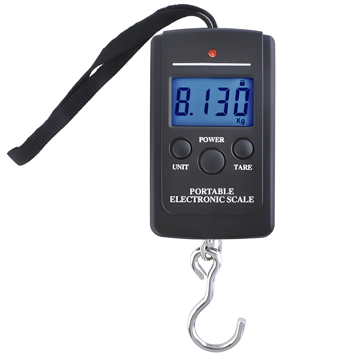 RUHHY 4175 digitale Kofferwaage mit Haken und Schlaufe von vorne