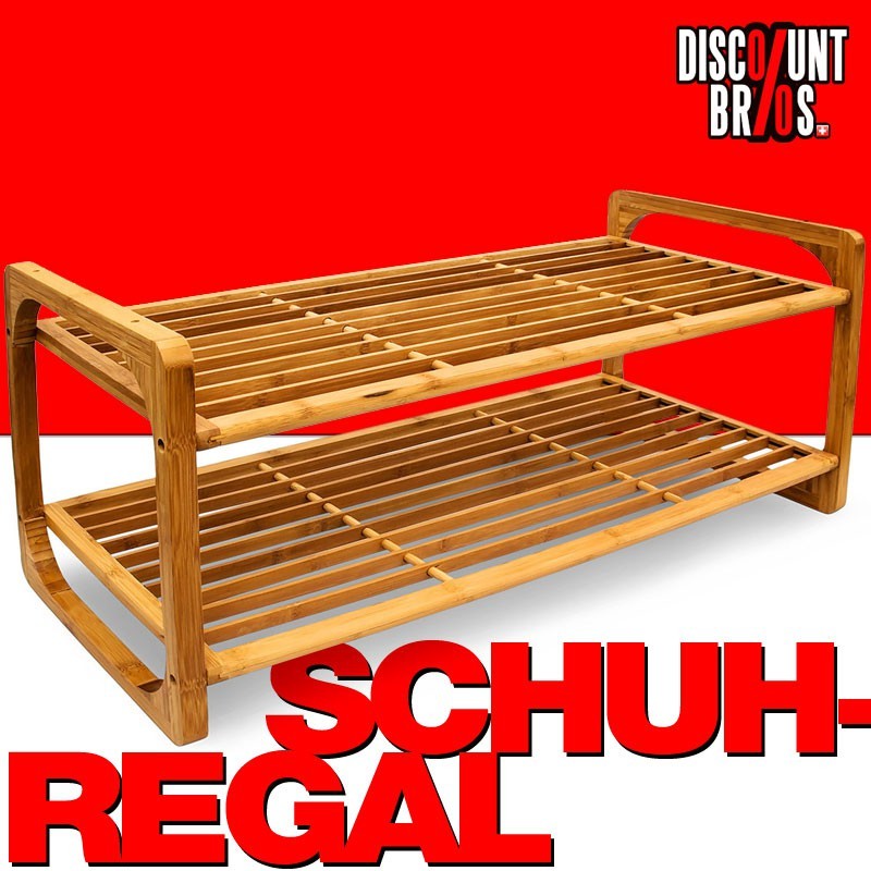 Schönes stapelbares SCHUHREGAL mit 2 Ablagen aus Bambus Holz