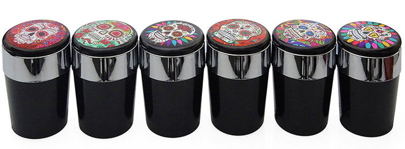 6 Stk. Champ SKULL AUTO-ASCHENBECHER Aschenbecher für Getränkehalter mit Deckel und LED Licht im Totenkopf Design TRAY