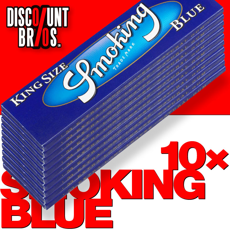 10 × SMOKING BLUE King Size Papers Blau 33 Blatt Zigarettenpapier 108×52mm