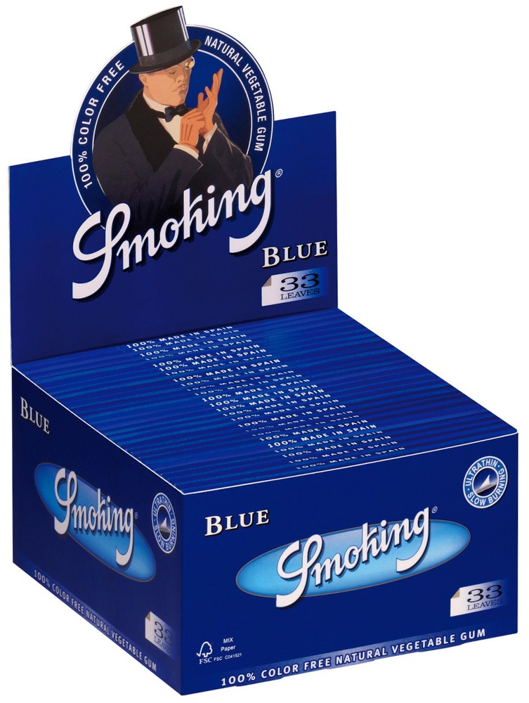 10 × SMOKING BLUE King Size Papers Blau 33 Blatt Zigarettenpapier 108×52mm