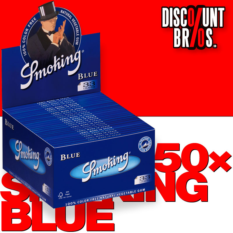50 × SMOKING BLUE King Size Papers Blau 33 Blatt Zigarettenpapier 108×52mm