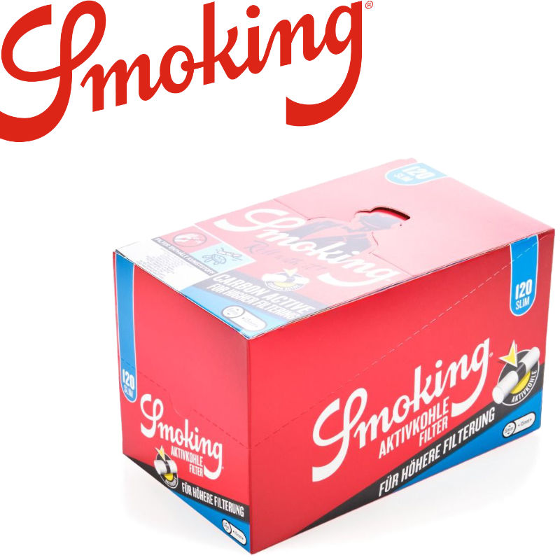 SMOKING Carbon Filter Tips Slim Wattefilter mit Aktivkohle 120 Stück
