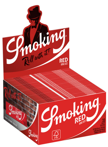 SMOKING RED King Size Papers 33 Blatt Zigarettenpapier 108×52mm