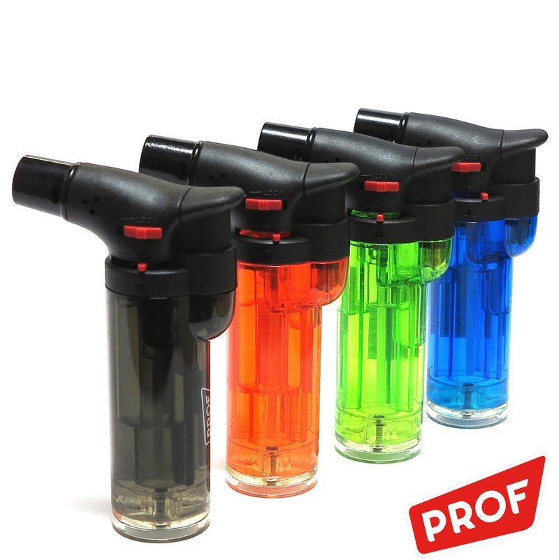 PROF Easy Torch STURM-FEUERZEUG Farbig Transparent, Blaue Flamme
