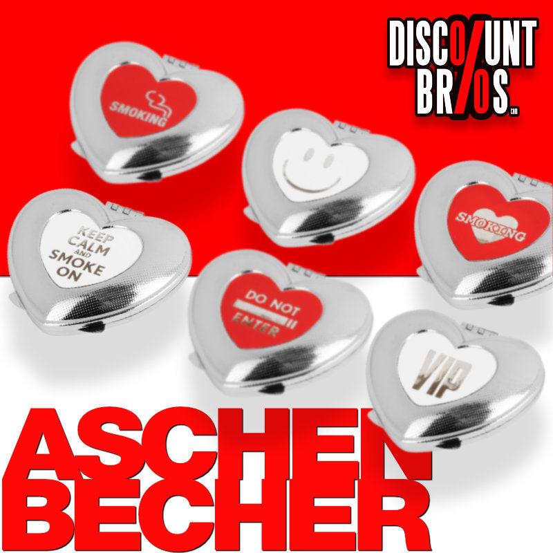 Feldaschenbecher MINI TASCHEN ASCHENBECHER Metall Heart Herzform SUJETS