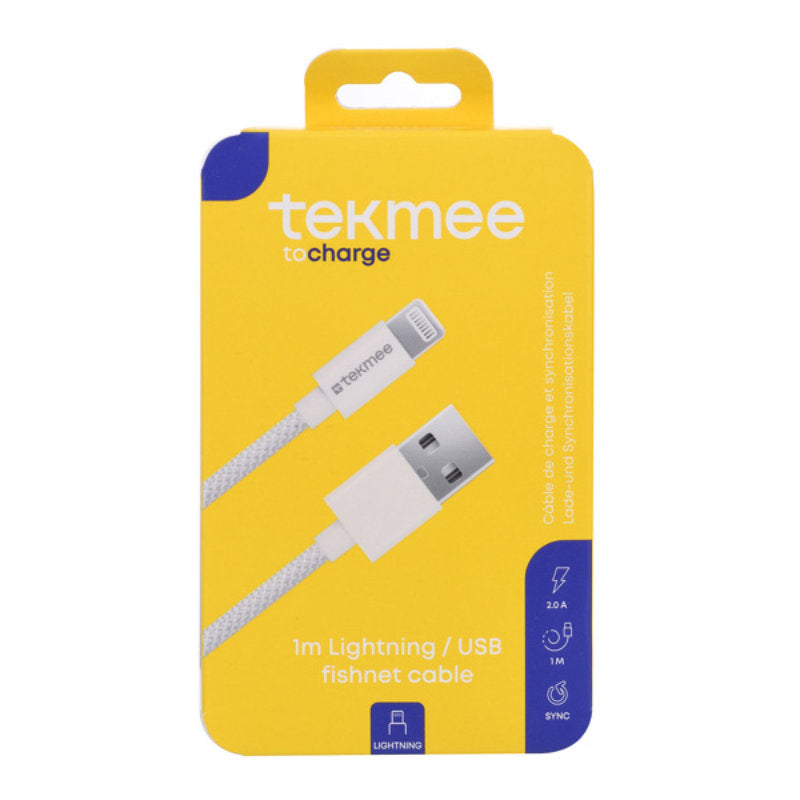Tekmee Iphone Kabel Textilkabel USB auf Lightning, 2 A, 1 m Hellblau