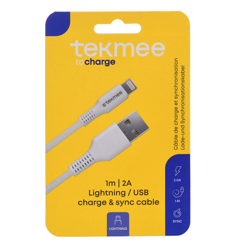 Tekmee iPhone Kabel USB auf Lightning, 2.0 A, 1 m WEISS