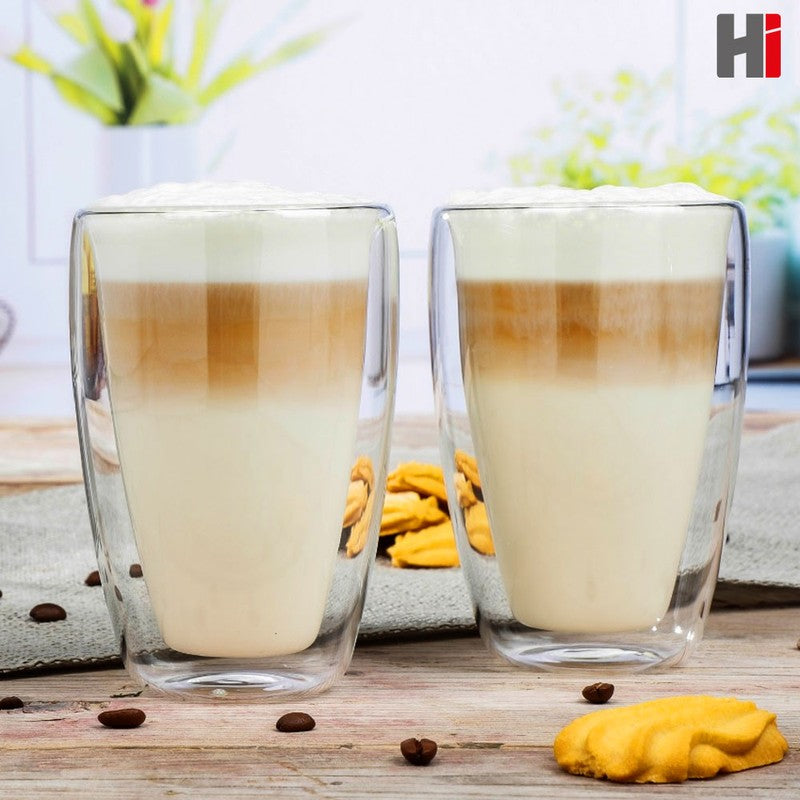 2er-Set Latte Macchiato Gläser THERMO-TRINKGLAS Trinkgläser Tee Glas doppelwandig aus Borosilikatglas 2×400ml