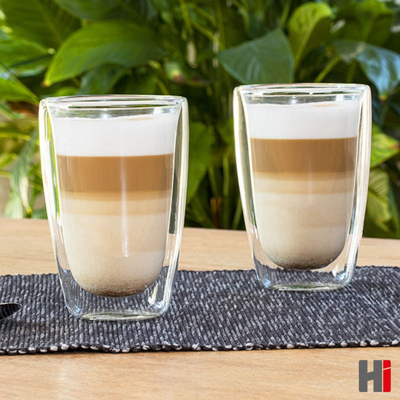2er-Set Latte Macchiato Gläser THERMO-TRINKGLAS Trinkgläser Tee Glas doppelwandig aus Borosilikatglas 2×400ml