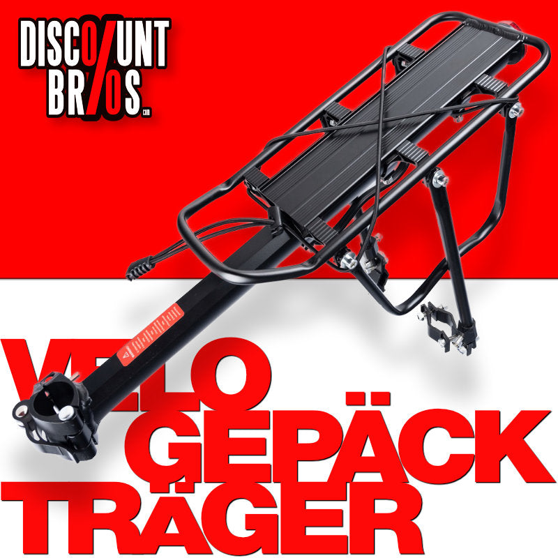 Schnellmontage Velo- Fahrrad GEPÄCKTRÄGER aus Aluminium bis 30kg SCHWARZ