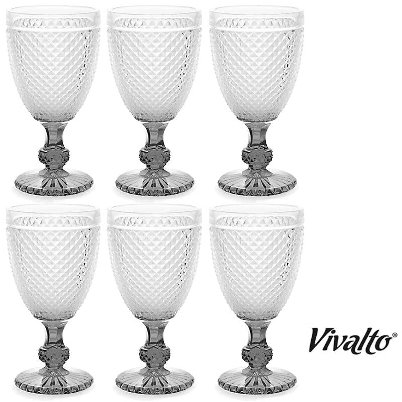6er-Set Trinkgläser SMOKE Transparent – Anthrazit WEINGLAS Weingläser Glas von VIVALTO 6×26cl