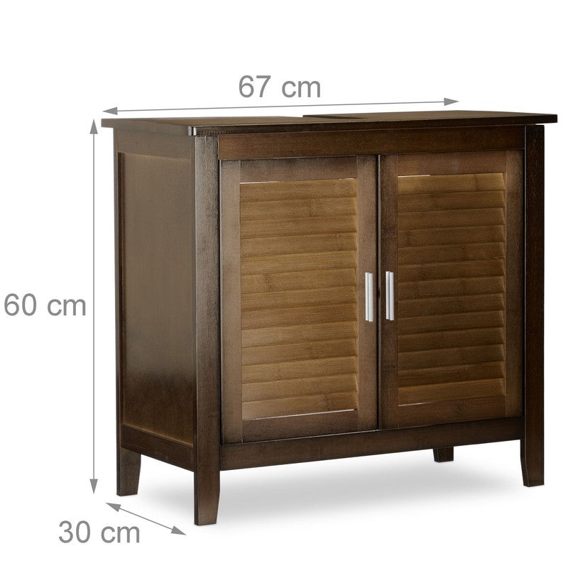 Waschbeckenunterschrank UNTERSCHRANK Waschbeckenschrank aus Bambusholz BRAUN