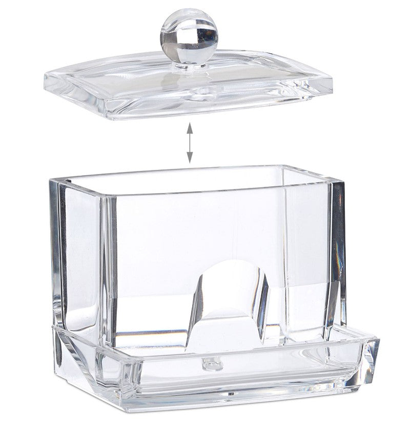 Acryl Organizer WATTESTÄBCHEN DISPENSER Box mit Deckel TRANSPARENT