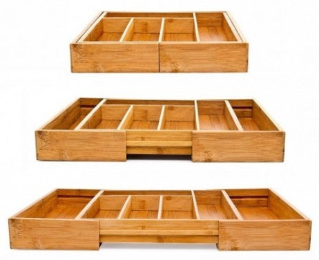 Vario BESTECKKASTEN Schubladeneinsatz aus Bambus Holz 34×29,5-48cm