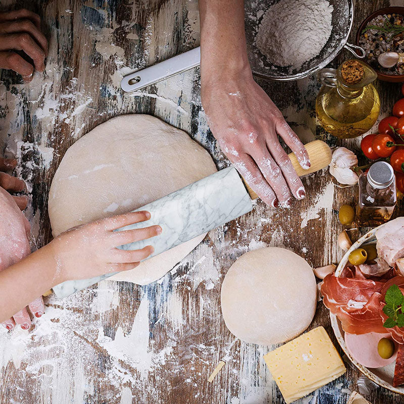 Wallholz TEIGROLLE Nudelholz Marmor Stein WEISS