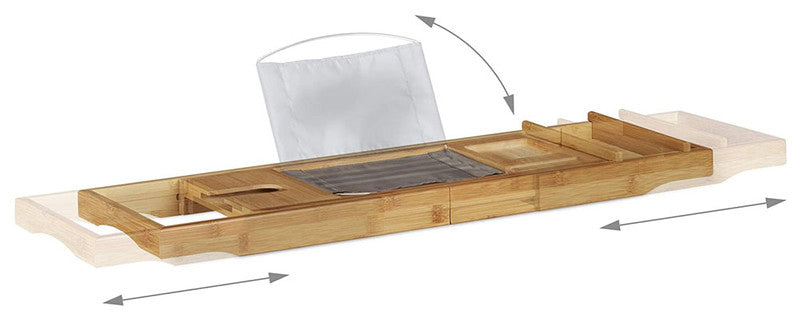 Badewannentablett BADEWANNENABLAGE aus Bambus Holz mit Buchstütze