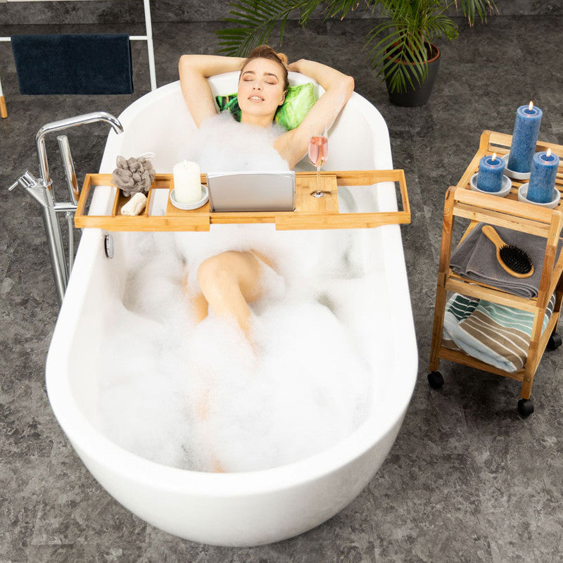 Badewannentablett BADEWANNENABLAGE aus Bambus Holz mit Buchstütze