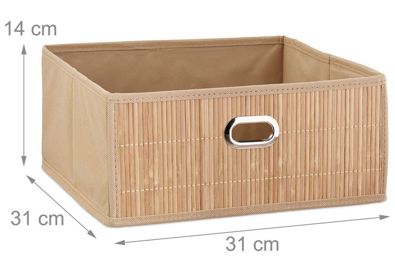 Box Schrankkorb REGALKORB FLACH Aufbewahrungskorb aus Bambus NATUR - BRAUN - GRAU - SCHWARZ oder WEISS
