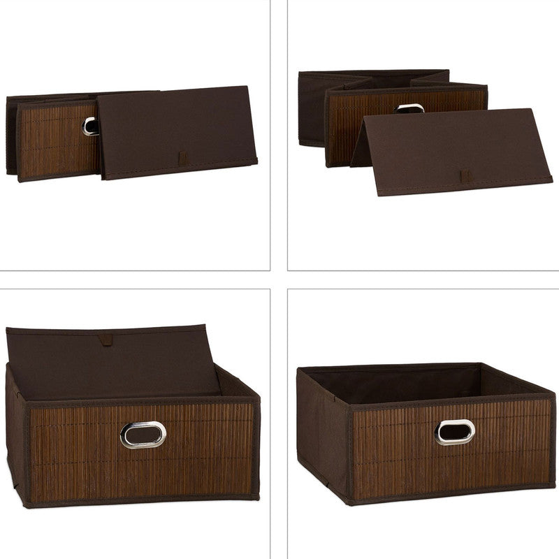 Box Schrankkorb REGALKORB FLACH Aufbewahrungskorb aus Bambus NATUR - BRAUN - GRAU - SCHWARZ oder WEISS