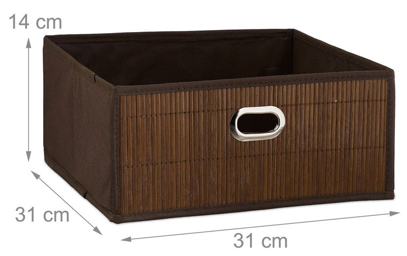 Box Schrankkorb REGALKORB FLACH Aufbewahrungskorb aus Bambus NATUR - BRAUN - GRAU - SCHWARZ oder WEISS