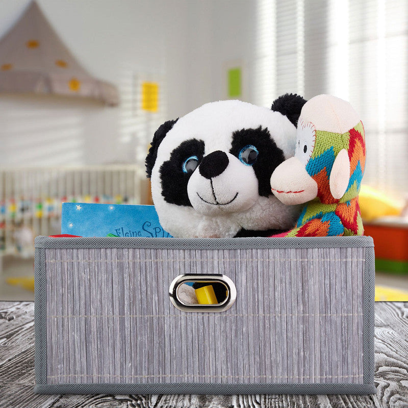 Box Schrankkorb REGALKORB FLACH Aufbewahrungskorb aus Bambus NATUR - BRAUN - GRAU - SCHWARZ oder WEISS