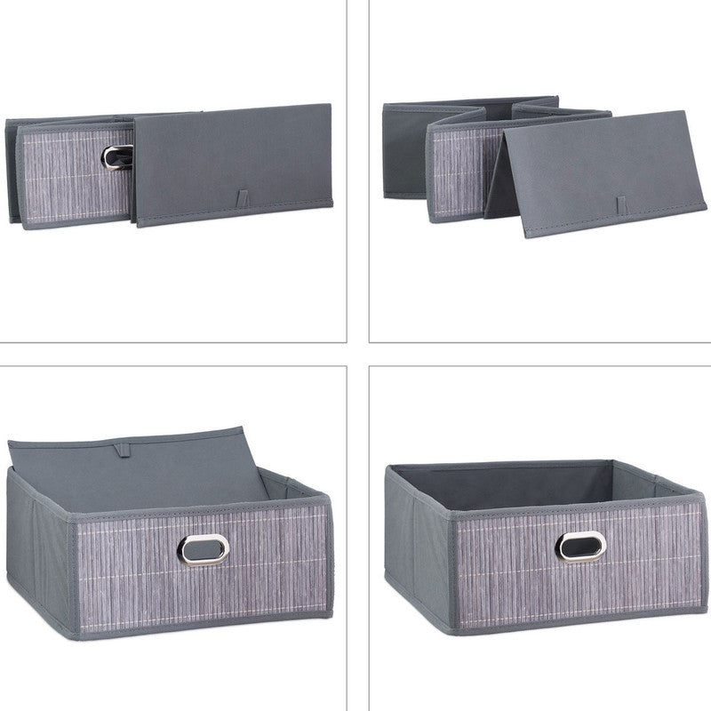 Box Schrankkorb REGALKORB FLACH Aufbewahrungskorb aus Bambus NATUR - BRAUN - GRAU - SCHWARZ oder WEISS