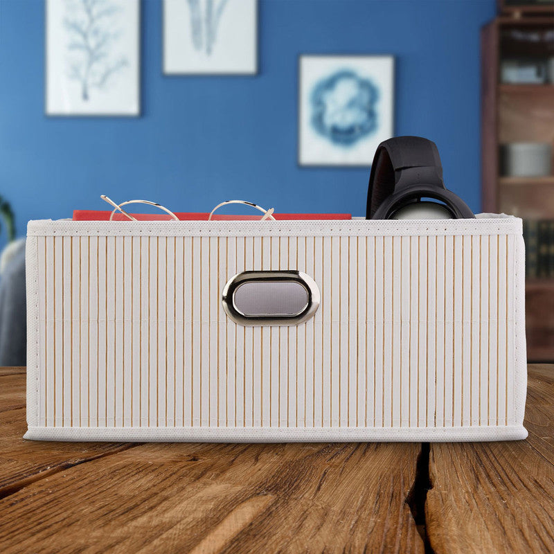 Box Schrankkorb REGALKORB FLACH Aufbewahrungskorb aus Bambus NATUR - BRAUN - GRAU - SCHWARZ oder WEISS