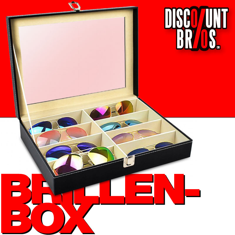Edle BRILLEN-BOX Organizer Brillenbox Koffer Schaukasten für 8 Brillen