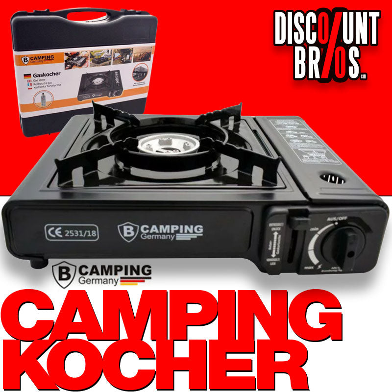 B-CAMPING Campingkocher Butan GASKOCHER im Tragekoffer SCHWARZ