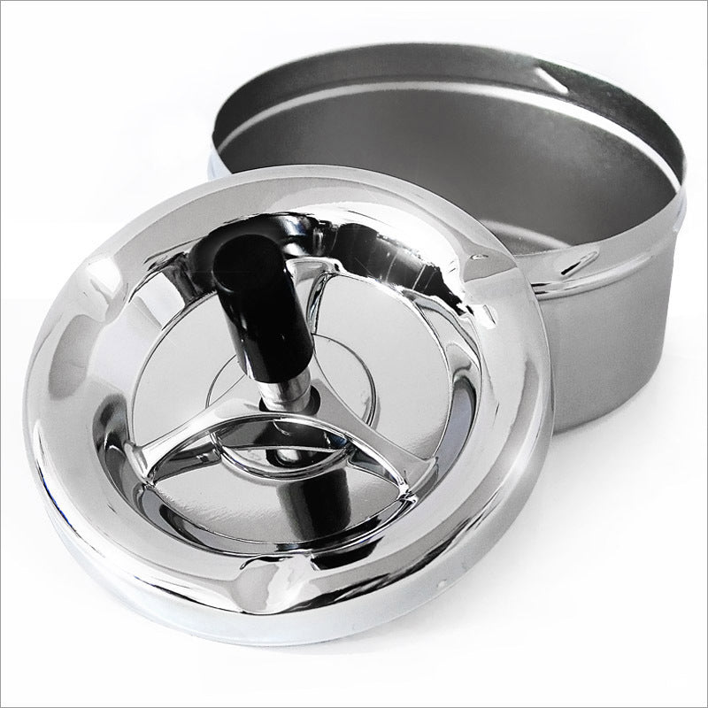 Verchromter DREH-ASCHENBECHER Aschenbecher Drehaschenbecher aus Metall Ø11cm