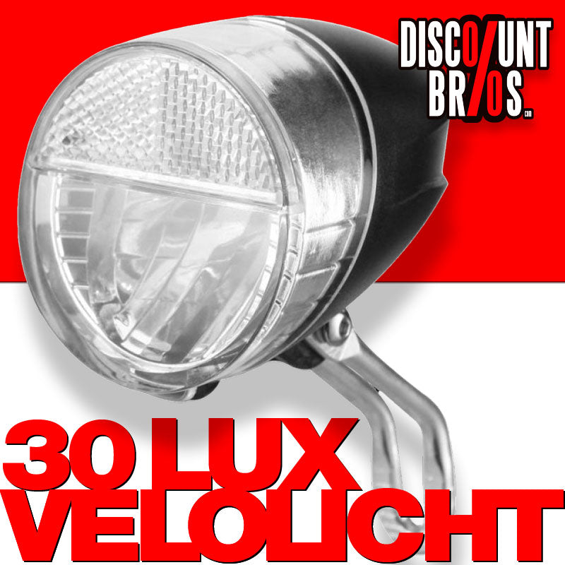 Extrahelles 30 LUX DYNAMO VELOLICHT mit LED Fahrrad Velolampe Scheinwerfer Fahrradscheinwerfer Frontscheinwerfer SCHWARZ CHROM
