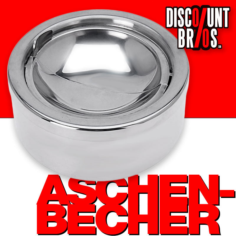 KLAPP-ASCHENBECHER Edelstahl Aschenbecher CHROM Ø12cm