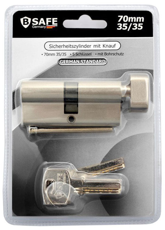Euro-Profilzylinder Schliesszylinder SCHLOSS mit KNAUF und 5 Schlüsseln 70mm 35/35mm