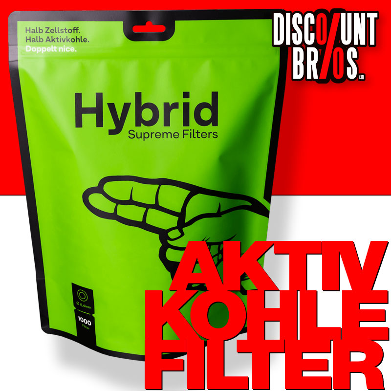 1000 Stk. Hybrid Supreme Filters AKTIVKOHLEFILTER 6,4mm EXTRA-SLIM XL-BAG