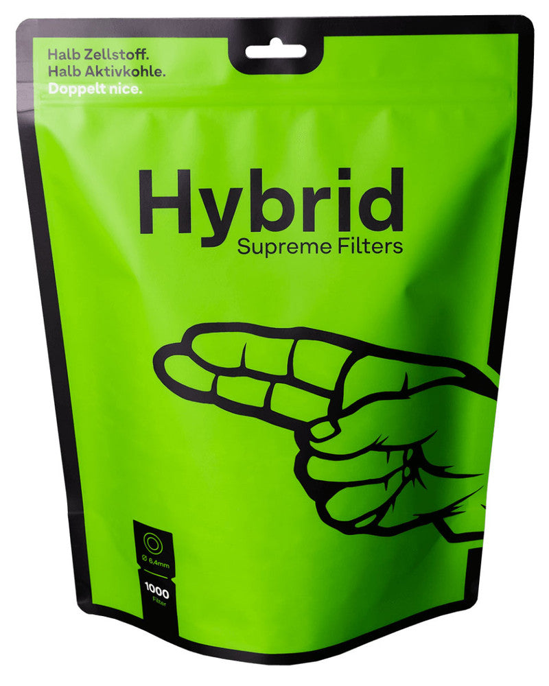 1000 Stk. Hybrid Supreme Filters AKTIVKOHLEFILTER 6,4mm EXTRA-SLIM XL-BAG